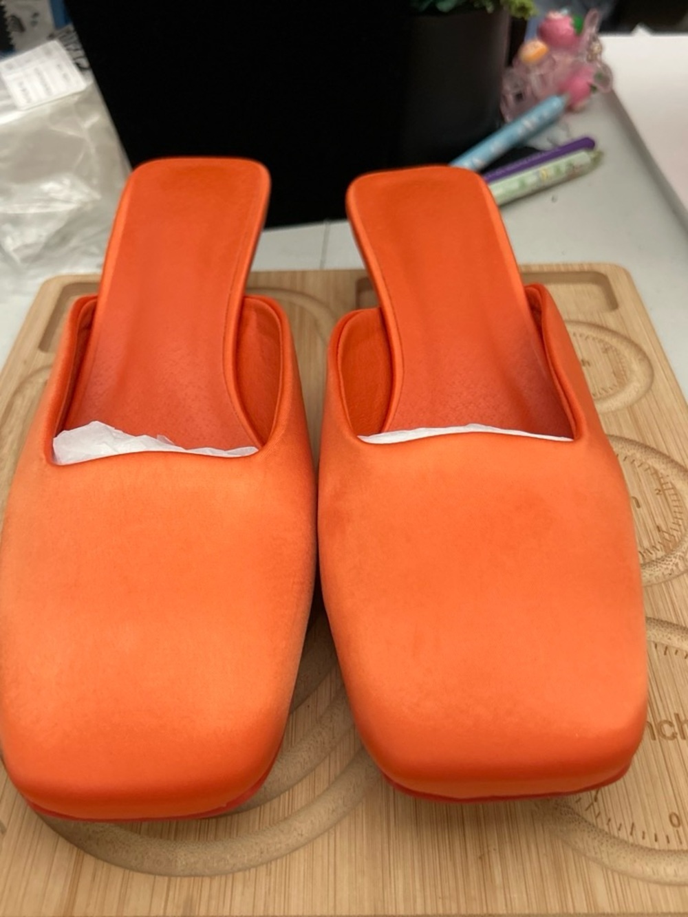 Orange Women's Square-Toe Slip-On Mules
